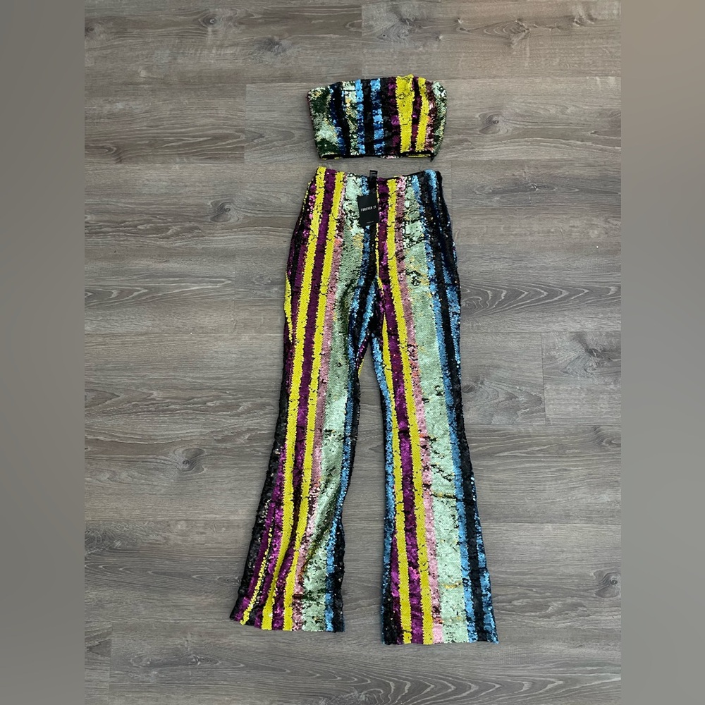 Sequin Striped Two-Piece Set